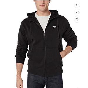 Nike Men’s Club Fleece Full Zip Black Hoodie Size S